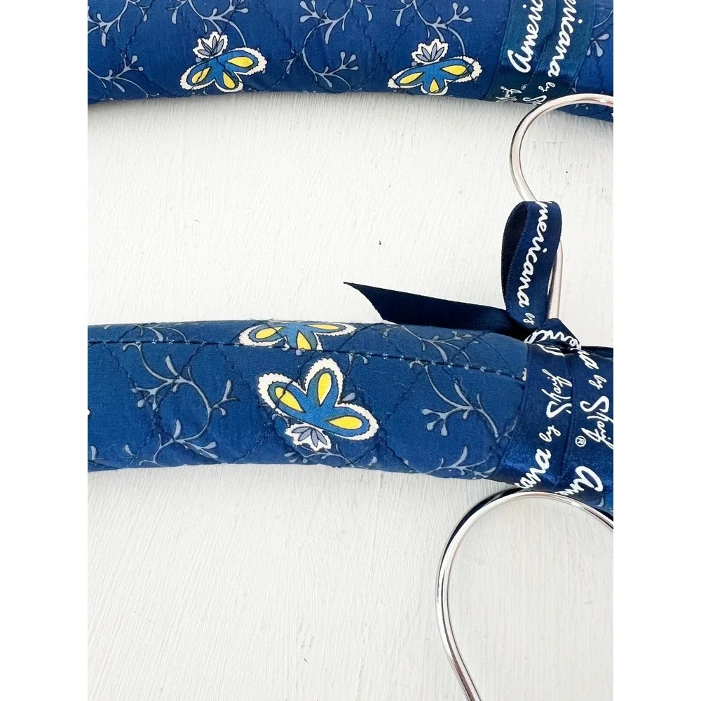 Vera Bradley Padded Hangers Blue White Floral Quilted Set of 3